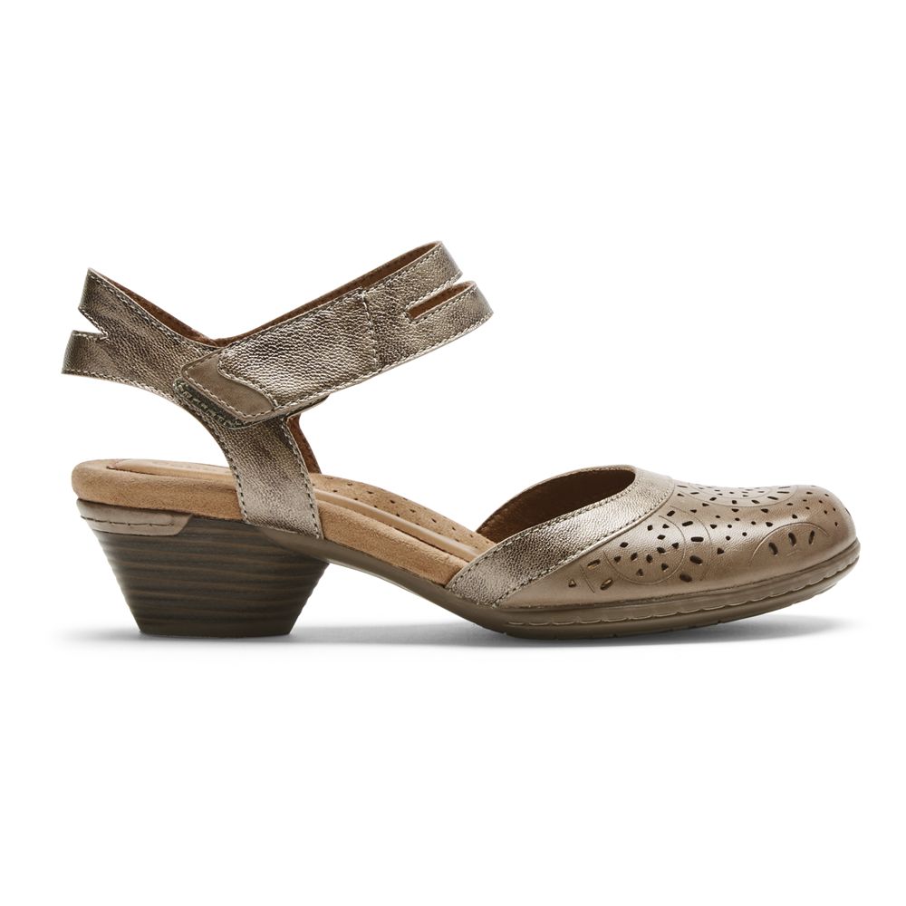 Sandálias Mulher Rockport Cobb Hill Laurel Perforated Mary Jane Taupe,Portugal WCJGM-6435